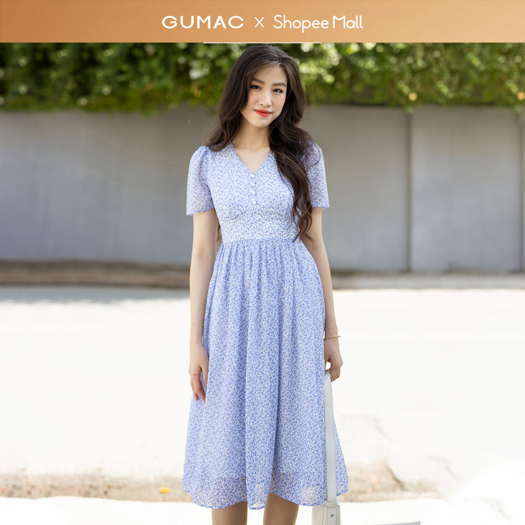 Đầm nữ GUMAC xòe xếp ly  DD07030
