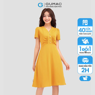 Đầm nữ GUMAC A nẹp nhún  DC12076
