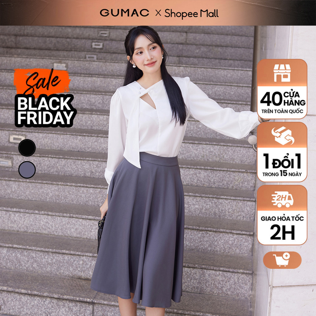 Chân váy nữ GUMAC basic dáng xòe B4  BVE00014