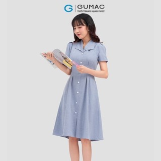 Đầm nữ GUMAC pen eo nút bọc  DC12004