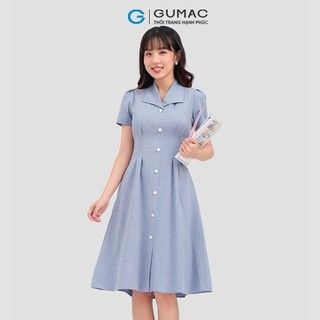 Đầm nữ GUMAC pen eo nút bọc  DC12004