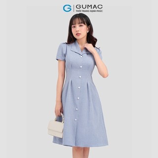 Đầm nữ GUMAC pen eo nút bọc  DC12004