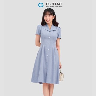 Đầm nữ GUMAC pen eo nút bọc  DC12004