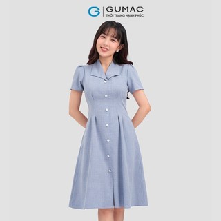 Đầm nữ GUMAC pen eo nút bọc  DC12004