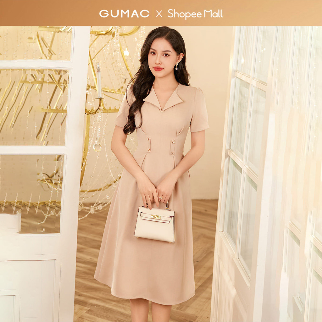 Đầm nữ GUMAC xếp ly eo  DE01035