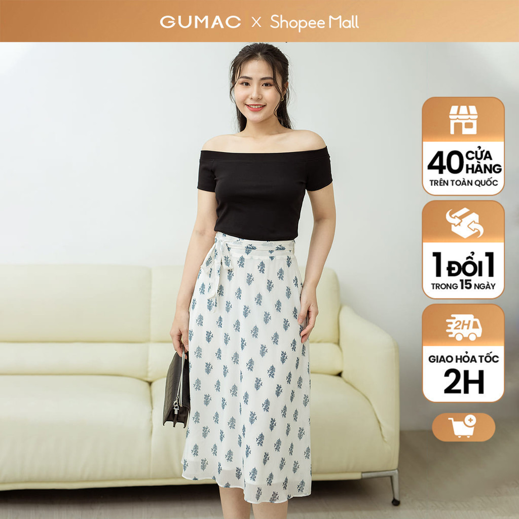 Chân váy nữ GUMAC phối thắt lưng  VD08006