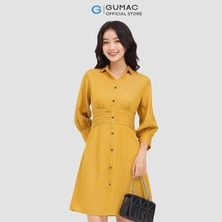 Đầm nữ GUMAC sơ mi nhún eo DC06011 