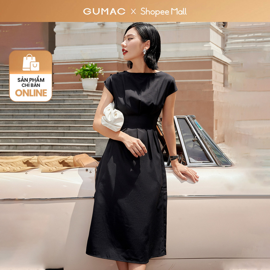 Đầm nữ GUMAC ly xếp eo LD0919 