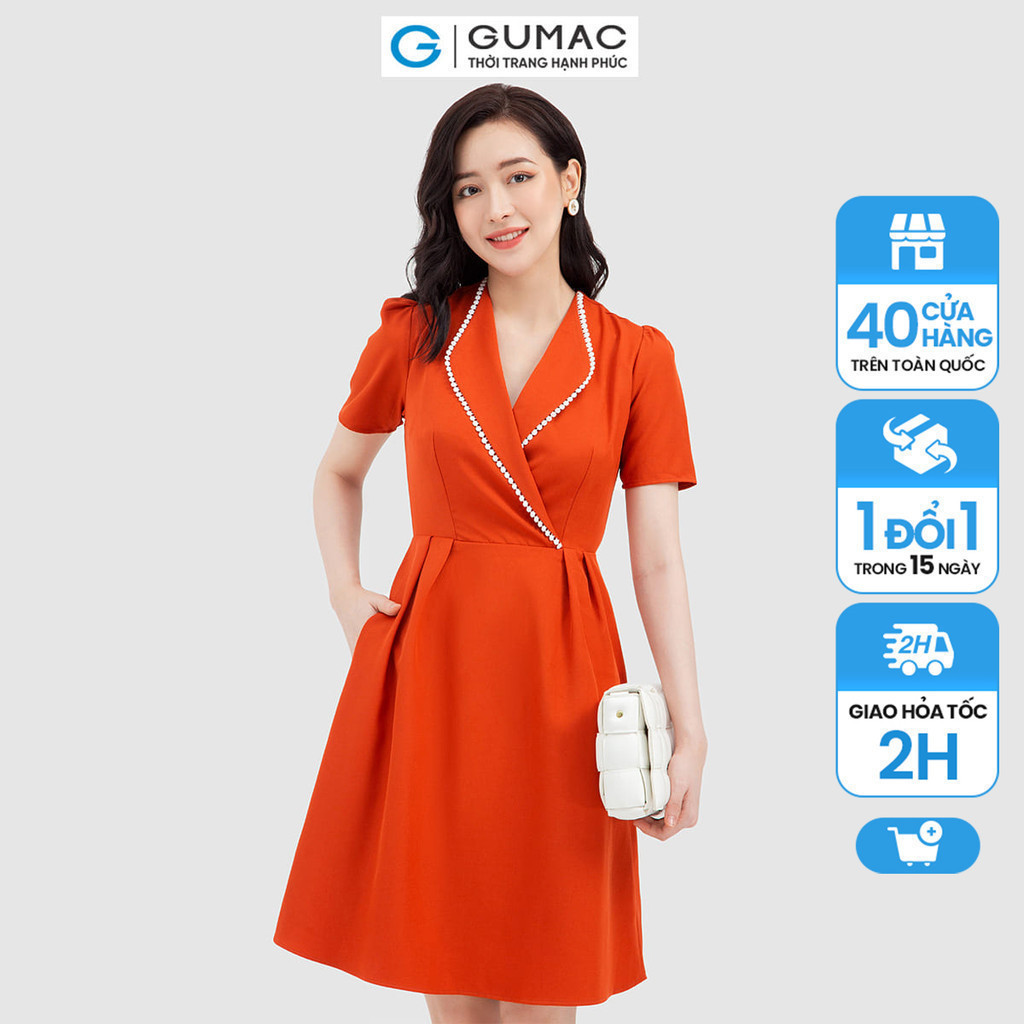 Đầm nữ GUMAC phối đăng ten DB928 