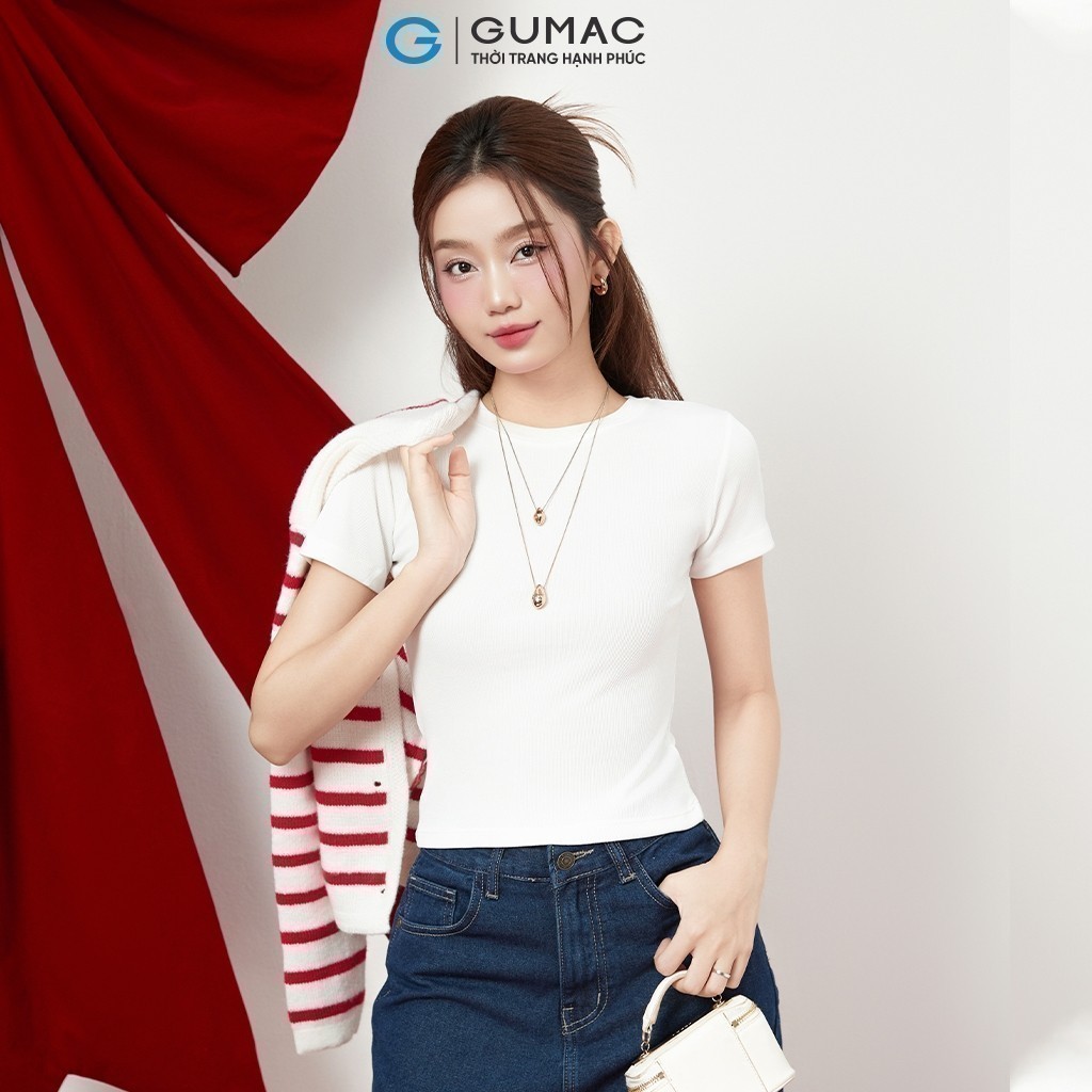 Áo thun nữ GUMAC cổ tròn form ôm body babytee thun gân co giãn mát mẻ  LATE0602 | BigBuy360 - bigbuy360.vn