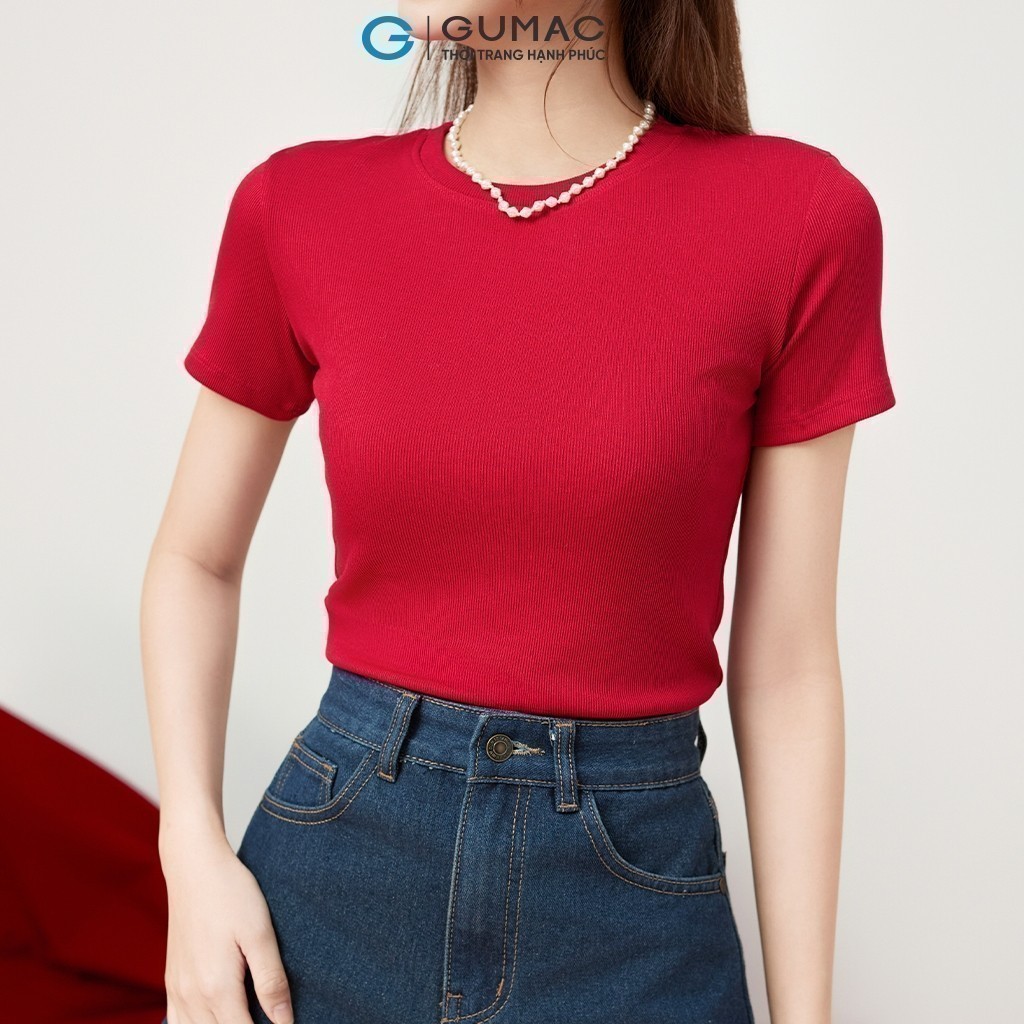 Áo thun nữ GUMAC cổ tròn form ôm body babytee thun gân co giãn mát mẻ  LATE0602 | BigBuy360 - bigbuy360.vn