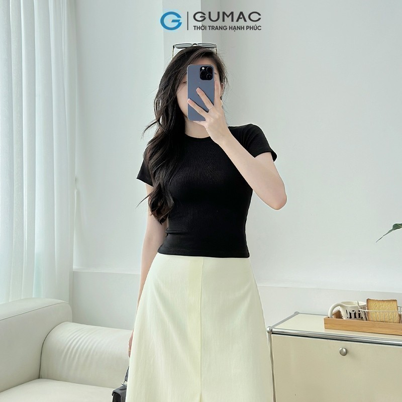 Áo thun nữ GUMAC cổ tròn form ôm body babytee thun gân co giãn mát mẻ  LATE0602 | BigBuy360 - bigbuy360.vn