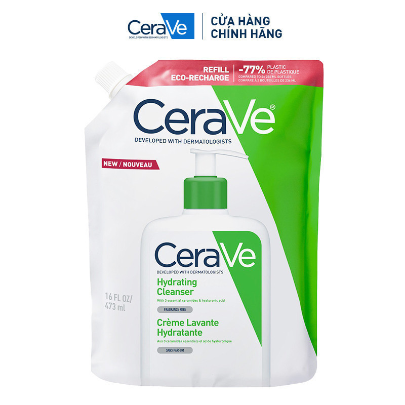 Túi refill sữa rửa mặt giúp làm sạch sâu và dưỡng ẩm Cerave Hydrating Cleanser 473ML | BigBuy360 - bigbuy360.vn