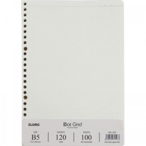 [Siêu Sale] Ruột sổ còng giấy refill KLONG 120GSM Caro - Dot Line - Dot Grid A5 B5 A4 200 trang