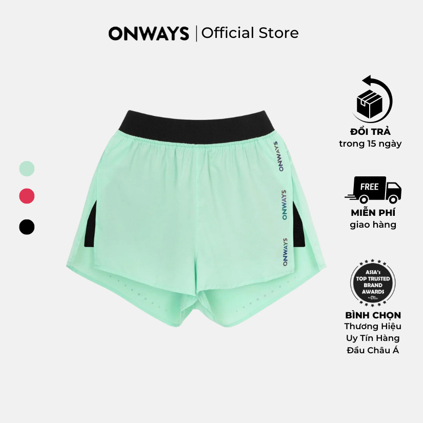 ONWAYS Quần Short Thể Thao Nữ Chạy Bộ Xẻ Lai Cao, Thấm Hút, Co Giãn Tốt Jamaica 9Dots Shorts W24173 