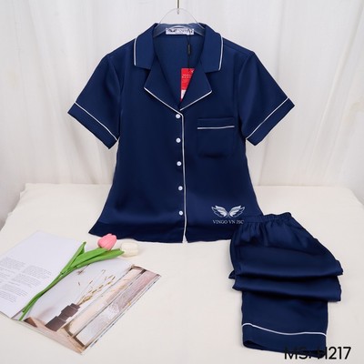 Pijama mặc nhà bộ đồ ngủ nữ lụa VINGO/VINGORIA tay ngắn xuân hè H217