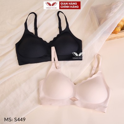 Áo Lót Su Mềm Không Gọng Không Viền VINGO/VINGORIA Đệm Mỏng Viền Sóng Phối Ren Lưới S449