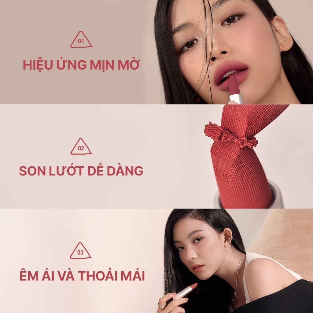[MEGA 6.6|Add in] Son Len Mịn Lì Mềm Môi 3CE Cashmere Hug Lipstick 3.5g Hasaki Sản Phẩm Chính Hãng | BigBuy360 - bigbuy360.vn