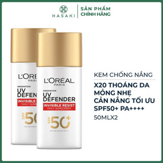 Combo 2 Kem Chống Nắng L'Oreal Paris X20 Thoáng Da Mỏng Nhẹ 50ml Hasaki