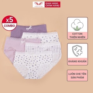 Combo 5 Quần Lót Cotton Nữ Cạp Cao VINGO Thấm Hút Kháng Khuẩn Phối Viền Ren Lưới Mềm CB20 VNGO