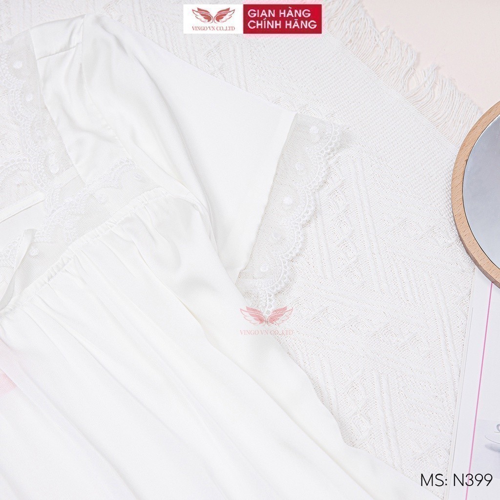 Váy ngủ đồ ngủ mặc nhà lụa VINGO/VINGORIA xuân hè N399 | BigBuy360 - bigbuy360.vn