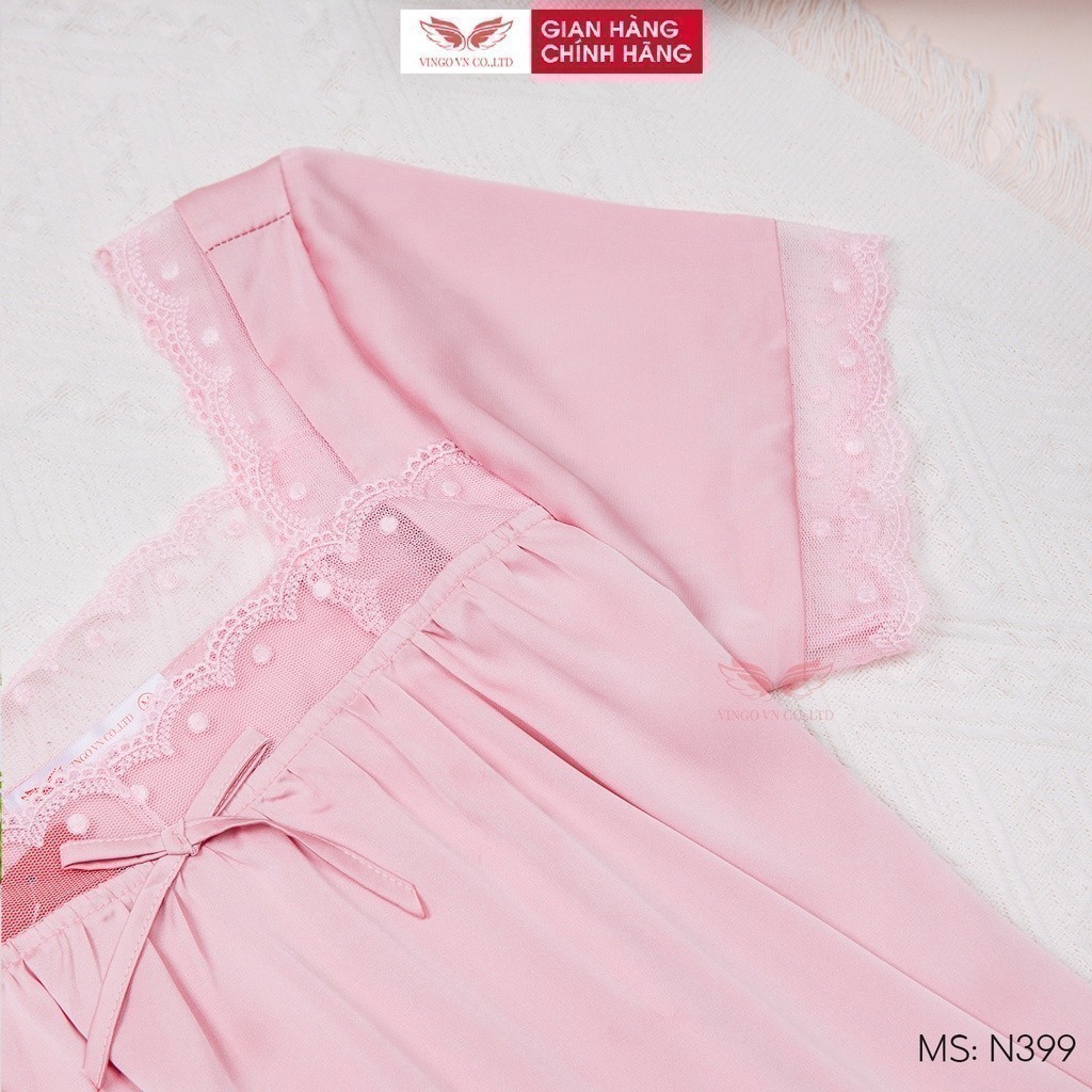Váy ngủ đồ ngủ mặc nhà lụa VINGO/VINGORIA xuân hè N399 | BigBuy360 - bigbuy360.vn