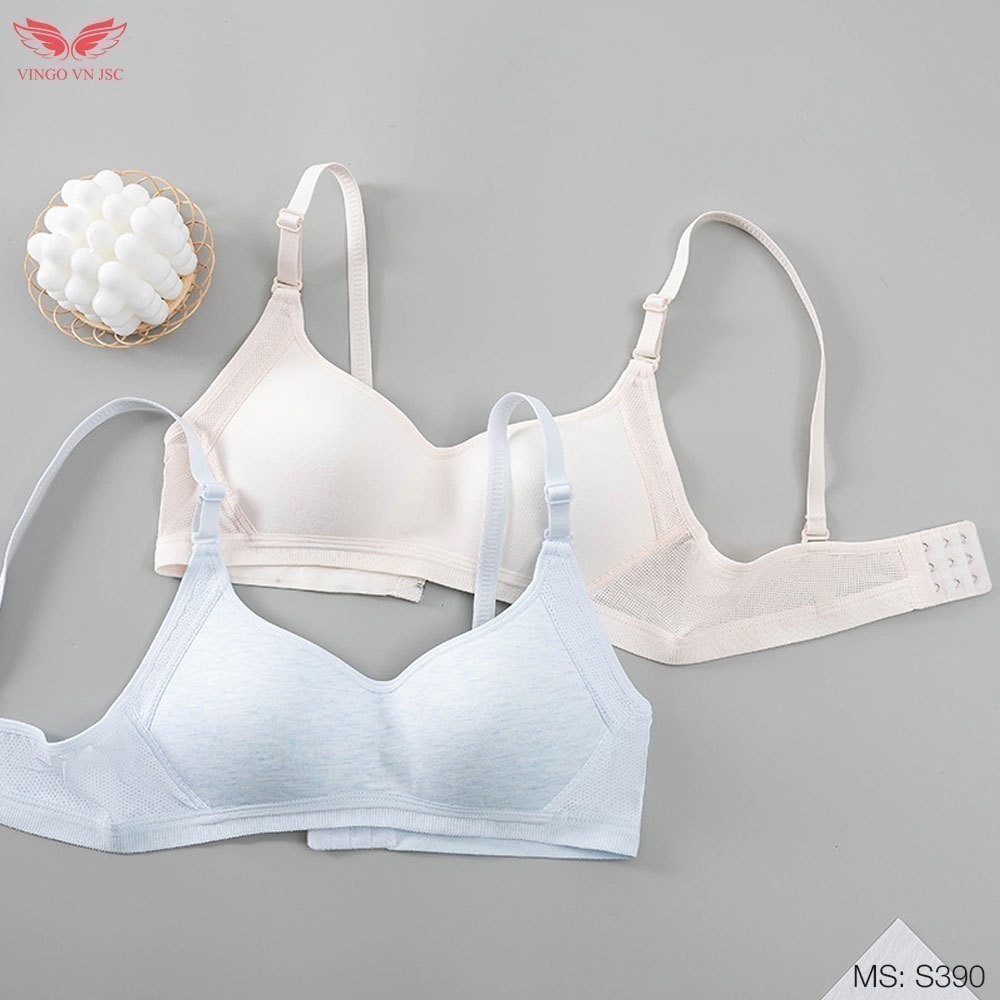 Áo ngực không gọng nữ cotton mút mỏng VINGO/VINGORIA dây lưới thoáng khí mặc thoải mái S390 | BigBuy360 - bigbuy360.vn