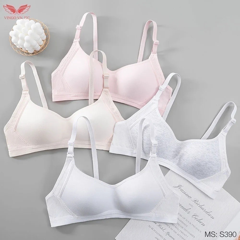 Áo ngực không gọng nữ cotton mút mỏng VINGO/VINGORIA dây lưới thoáng khí mặc thoải mái S390 | BigBuy360 - bigbuy360.vn