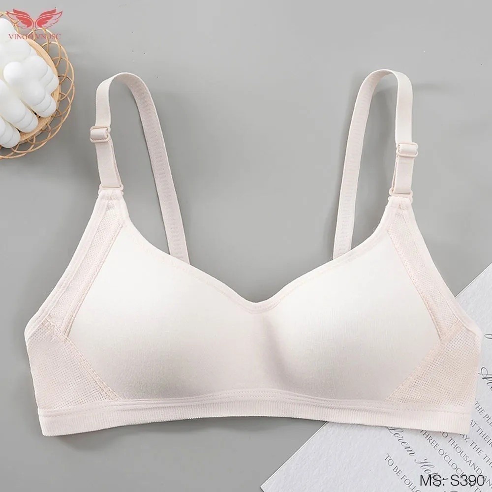 Áo ngực không gọng nữ cotton mút mỏng VINGO/VINGORIA dây lưới thoáng khí mặc thoải mái S390 | BigBuy360 - bigbuy360.vn