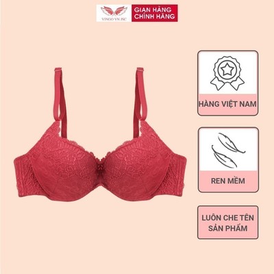 Áo Ngực Nữ Mút Dày Có Gọng Nâng Ngực Tạo Khe VINGO/VINGORIA Quả Chéo 3/4 Phối Ren Hoa Mặc Áo Dài S254