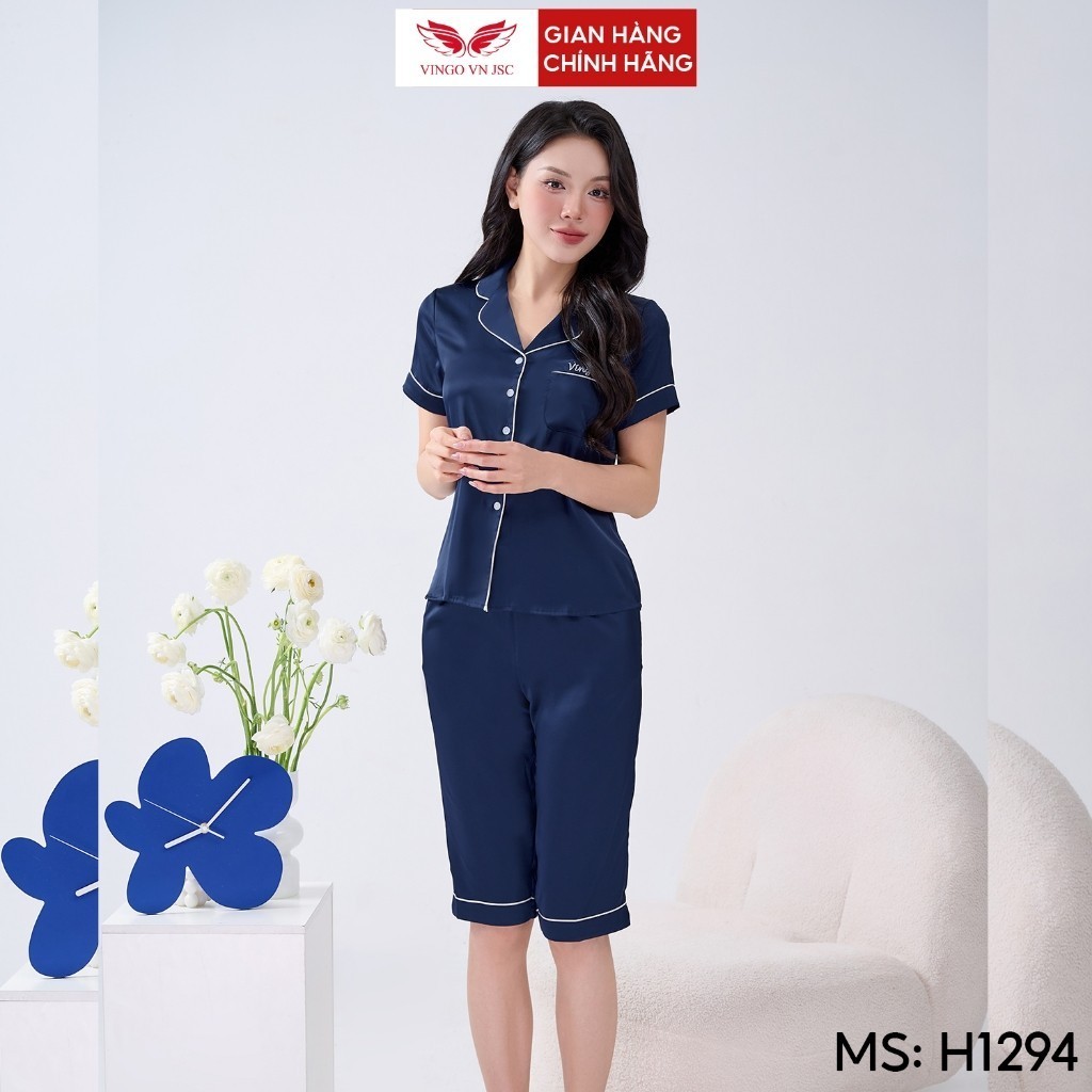 Bộ đồ ngủ Pijama mặc nhà lụa VINGO/VINGORIA tay ngắn xuân hè H693 | BigBuy360 - bigbuy360.vn