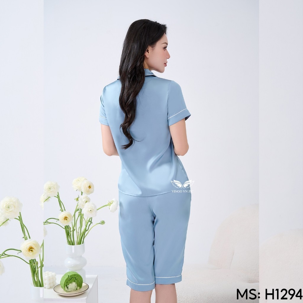 Bộ đồ ngủ Pijama mặc nhà lụa VINGO/VINGORIA tay ngắn xuân hè H693 | BigBuy360 - bigbuy360.vn