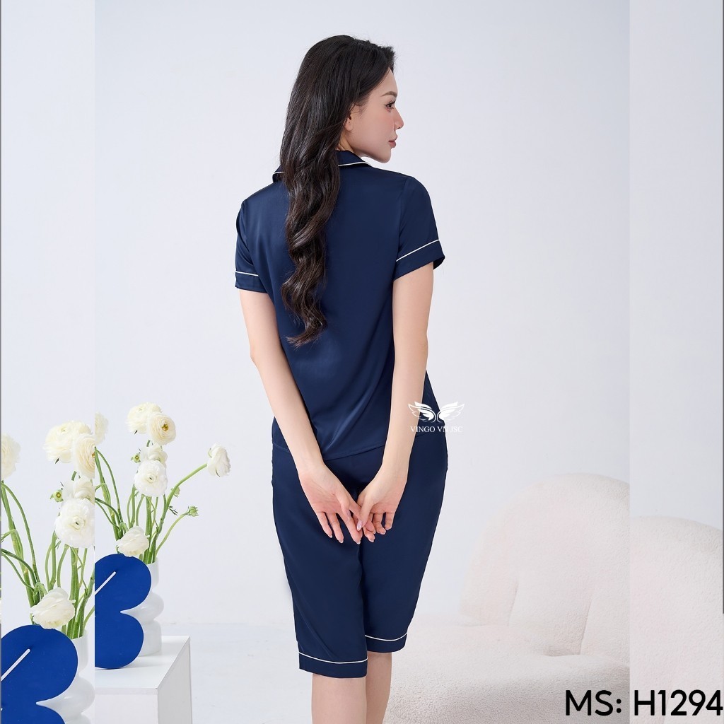 Bộ đồ ngủ Pijama mặc nhà lụa VINGO/VINGORIA tay ngắn xuân hè H693 | BigBuy360 - bigbuy360.vn