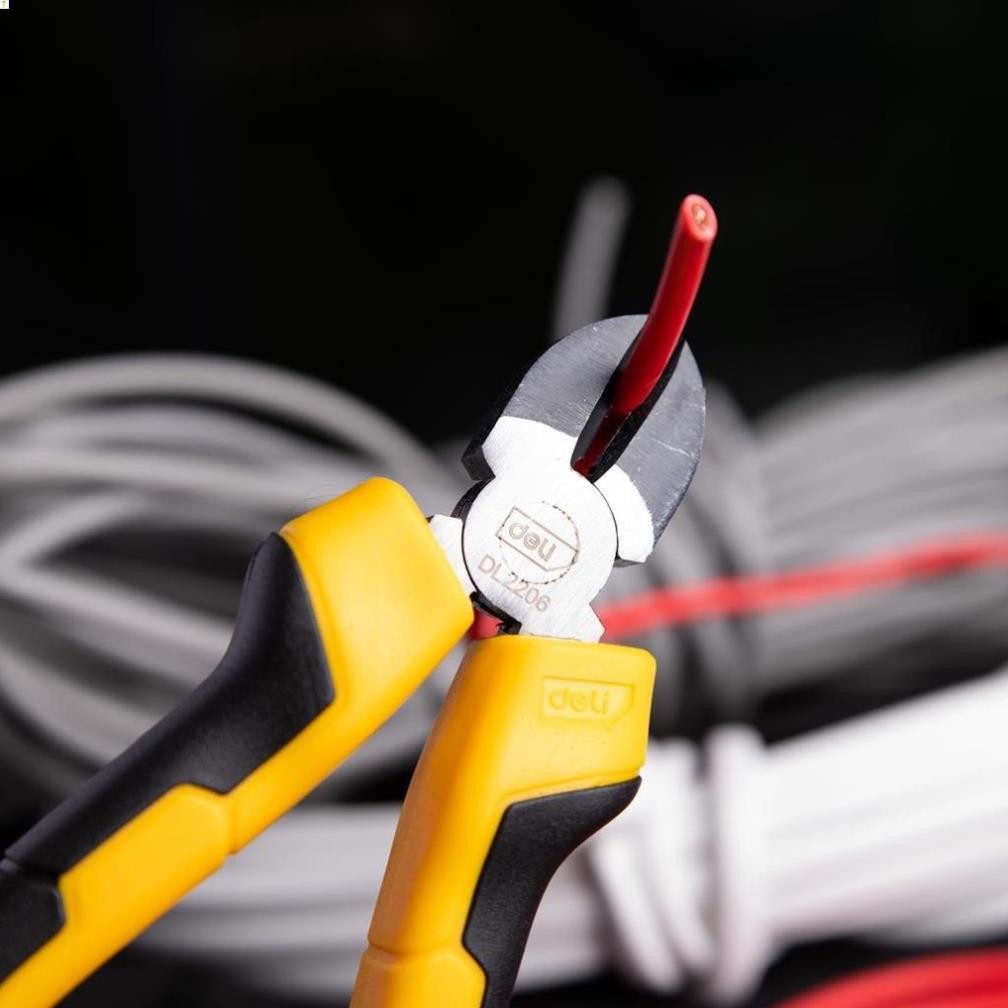 Kìm Cắt Dây Điện Deli Cao Cấp Chính Hãng - Chất Liệu Thép Cacbon Siêu Bền - Tay Cầm Chống Trượt Tiện