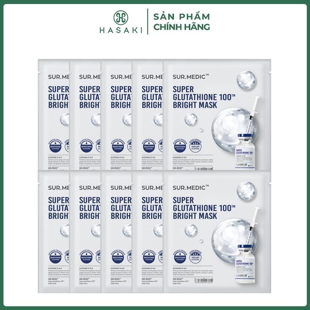 [BULSAN - DAILY] Combo 10 Mặt Nạ Sur.Medic+ Tinh Chất Glutathione Làm Sáng Da 30g Hasaki Sản Phẩm Chính Hãng