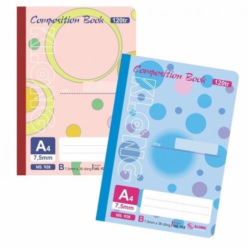 Sổ may KLONG 120 trang - 360tr A4, 58/90 nhiều màu cute hạt me