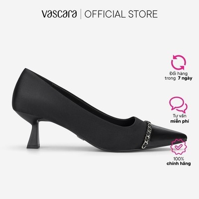 Vascara Giày Bít Phối Cap Mũi Đính Dây Xích - BMN 0709