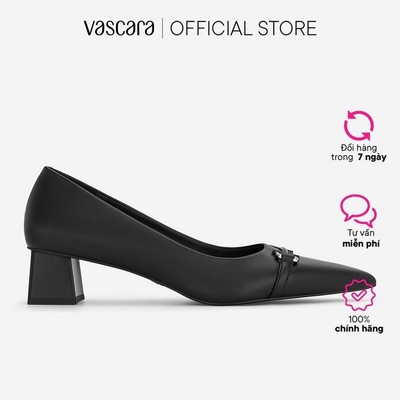 Vascara Giày Bít Mũi Nhọn Block Heel Nhấn Trang Trí - BMN 0712