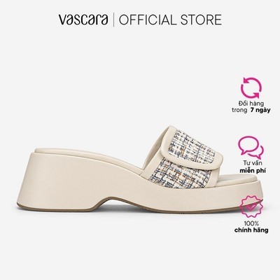 Vascara Dép Chunky Flatform Phối Vải Tweed - GXG 0059