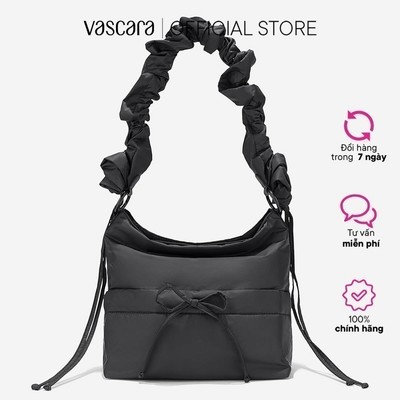 Vascara Túi Đeo Vai Vải Dù Dây Rút Phối Quai Nhún - TOT 0171