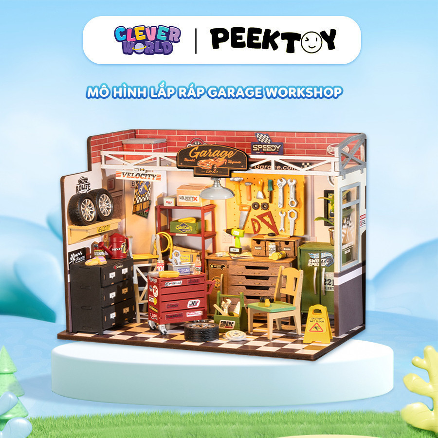 Mô Hình Lắp Ráp Nhà Búp Bê Robotime Rolife Garage Workshop, Nhà Gỗ Tự Lắp, Nhà Lắp Ghép Mini Clever 
