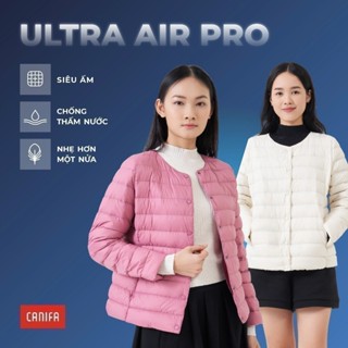 Áo khoác lông vũ nữ CANIFA siêu nhẹ siêu ấm cổ tròn cúc bấm 6OT23W005 MS24
