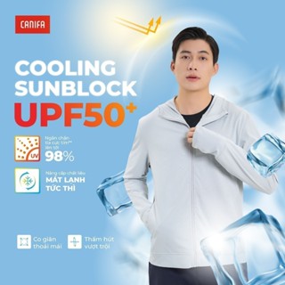 Áo khoác chống nắng nam CANIFA dài tay có mũ kéo khoá bản cải tiến 8OT24S001