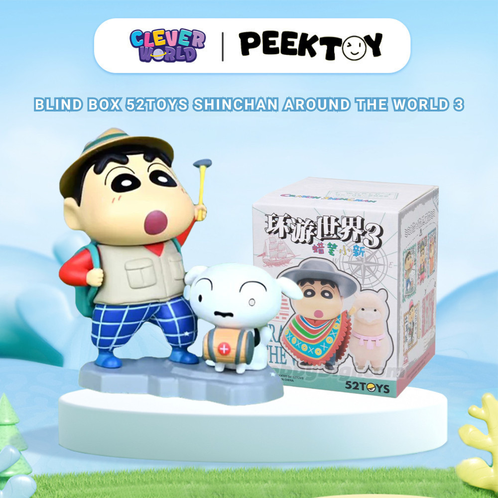 Blind Box Hộp Mù Crayon Shin Chan Around the World 3 52TOYs Chính Hãng Hộp Bí Ẩn Mô Hình Búp Bê Clev