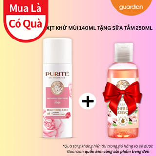 Combo Xịt Khử Mùi Sáng Da Và Se Khít Lỗ Chân Lông Hương Hoa Hồng 140ml Và Sữa Tắm Thiên Nhiên Purite Hương Anh Đào 60ml