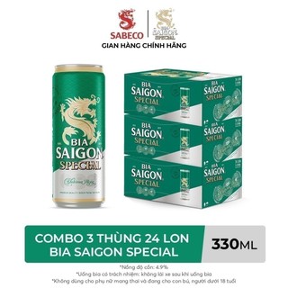 Nồng độ cồn 4.9% - Combo 3 Thùng 24 Bia Saigon Special 330ml (bao bì kỉ niệm 150 năm)