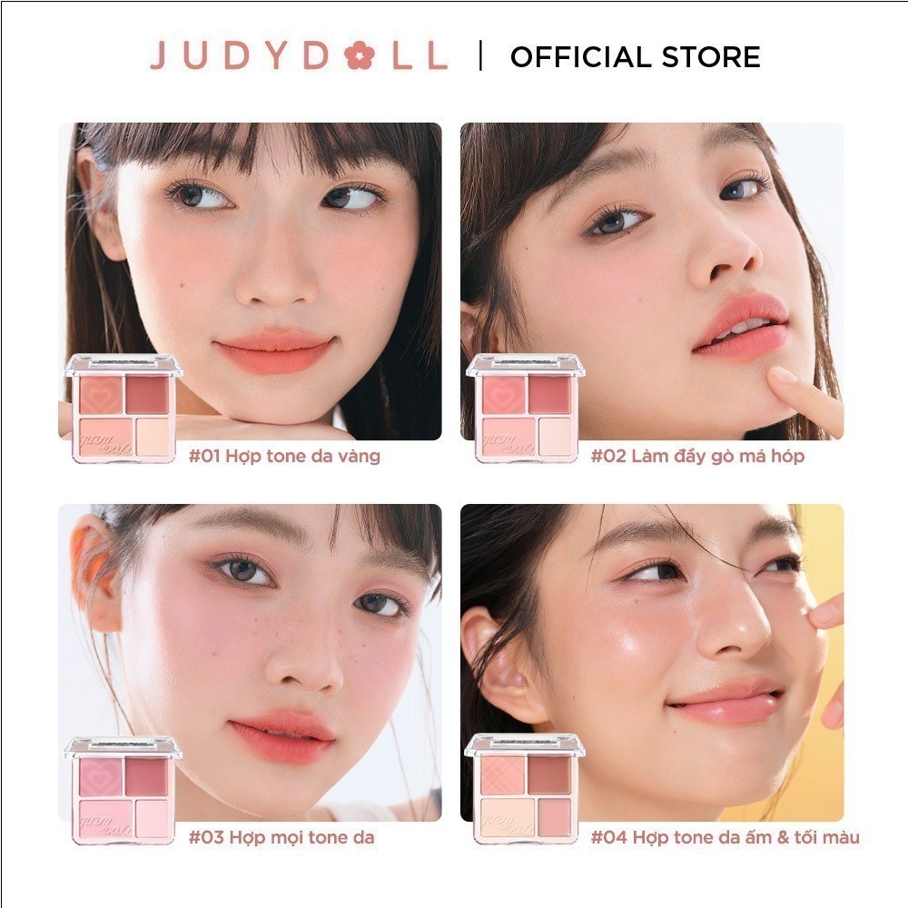 Bảng Phấn Má Hồng Bắt Sáng JUDYDOLL 4 Ô Tông Lì Đa Năng Mềm Mịn Trang Điểm Tự Nhiên Lâu Trôi | BigBuy360 - bigbuy360.vn