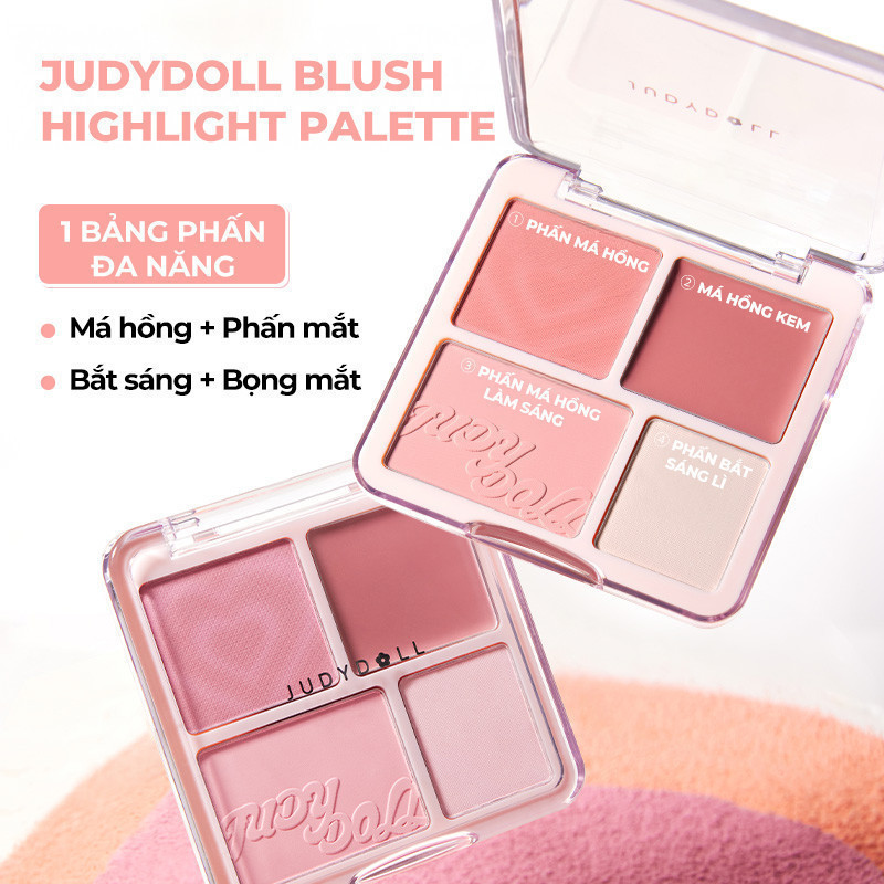 Bảng Phấn Má Hồng Bắt Sáng JUDYDOLL 4 Ô Tông Lì Đa Năng Mềm Mịn Trang Điểm Tự Nhiên Lâu Trôi | BigBuy360 - bigbuy360.vn