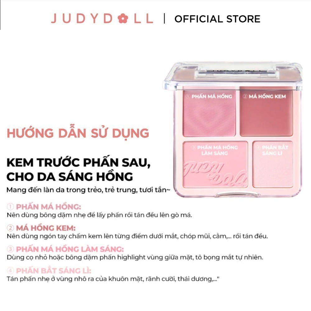 Bảng Phấn Má Hồng Bắt Sáng JUDYDOLL 4 Ô Tông Lì Đa Năng Mềm Mịn Trang Điểm Tự Nhiên Lâu Trôi | BigBuy360 - bigbuy360.vn