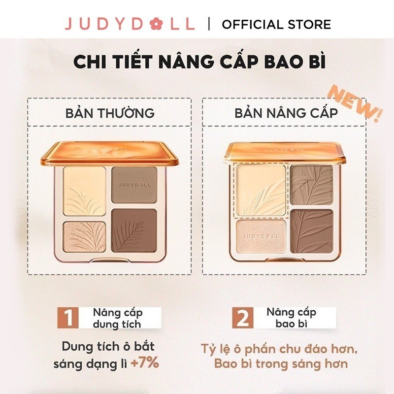 Bảng Phấn Tạo Khối Bắt Sáng 4 Ô JUDYDOLL Highlight & Contour Palette +  Bảng Má Hồng & Bắt Sáng 4 Ô JUDYDOLL Highlight & Blush Palette 9g | BigBuy360 - bigbuy360.vn